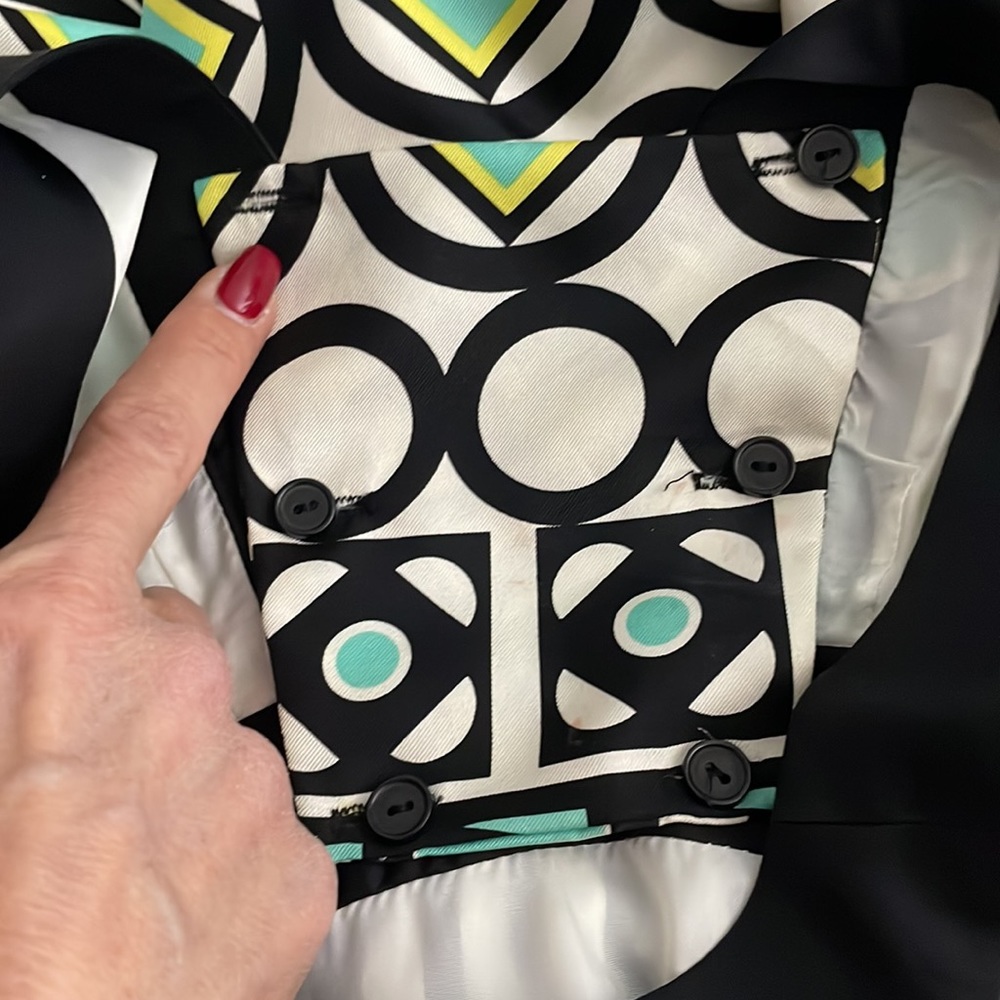 Milly 100% Silk Geo Print Elbow Sleeves Dress size 0 - Picture 13 of 14